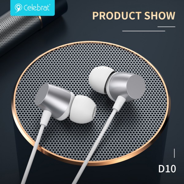CELEBRAT earphones με μικρόφωνο D10, 3.5mm, 1.2m, λευκά CELEBRAT earphones με μικρόφωνο D10, 3.5mm, 1.2m, λευκά