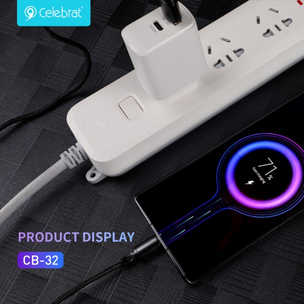 CELEBRAT καλώδιο USB-C σε USB CB-32, 3A, 1m, μαύρο CELEBRAT καλώδιο USB-C σε USB CB-32, 3A, 1m, μαύρο