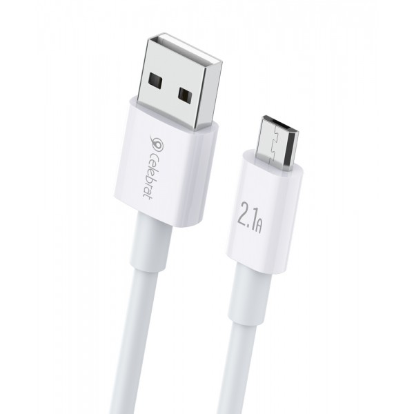CELEBRAT καλώδιο Micro USB σε USB CB-24M, 2.1A, 1.2m, λευκό CELEBRAT καλώδιο Micro USB σε USB CB-24M, 2.1A, 1.2m, λευκό