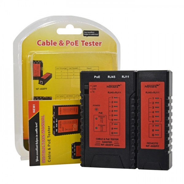 NOYAFA tester καλωδίων δικτύου NF-468PF για PoE RJ45 & RJ11 NOYAFA tester καλωδίων δικτύου NF-468PF για PoE RJ45 & RJ11