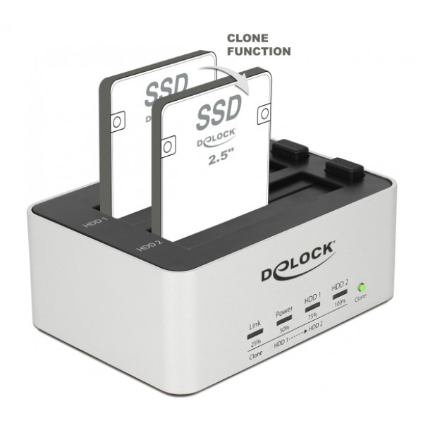 DELOCK docking station 63991, clone function, 2x 2.5/3.5" SSD/HDD, 5Gbps DELOCK docking station 63991, clone function, 2x 2.5/3.5" SSD/HDD, 5Gbps