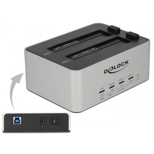 DELOCK docking station 63991, clone function, 2x 2.5/3.5" SSD/HDD, 5Gbps DELOCK docking station 63991, clone function, 2x 2.5/3.5" SSD/HDD, 5Gbps