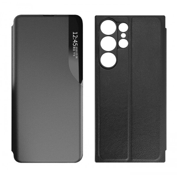 POWERTECH θήκη Smart view MOB-1917 για Samsung S23 Ultra, μαύρη
