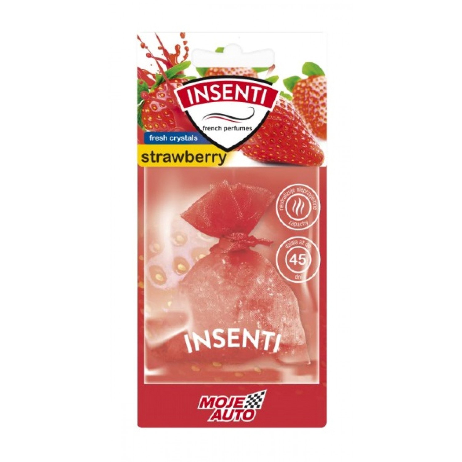 MOJE AUTO κρεμαστό αρωματικό αυτοκινήτου 15-504, φράουλα, crystals, 20g