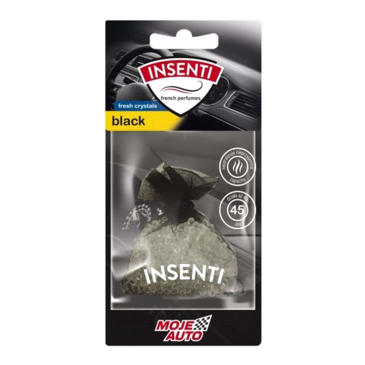 MOJE AUTO κρεμαστό αρωματικό αυτοκινήτου 15-505, Black, crystals, 20g MOJE AUTO κρεμαστό αρωματικό αυτοκινήτου 15-505, Black, crystals, 20g