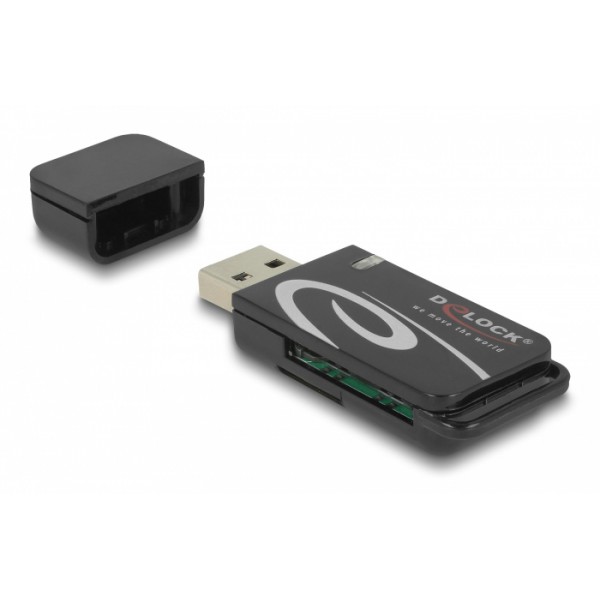 DELOCK card reader 91602 για SD & micro SD, USB, 480Mbps, μαύρο DELOCK card reader 91602 για SD & micro SD, USB, 480Mbps, μαύρο