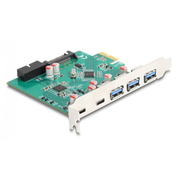 DELOCK κάρτα επέκτασης PCI x1 σε 3x USB/2x USB-C/19-pin 90109, 5Gbps DELOCK κάρτα επέκτασης PCI x1 σε 3x USB/2x USB-C/19-pin 90109, 5Gbps