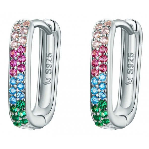 BAMOER σκουλαρίκια κρίκοι SCE1218, κυβική ζιρκόνια, ασήμι 925, ασημί BAMOER σκουλαρίκια κρίκοι SCE1218, κυβική ζιρκόνια, ασήμι 925, ασημί