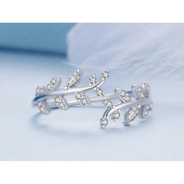 BAMOER δαχτυλίδι BSR241-A, κυβική ζιρκόνια, ανοιγόμενο, ασήμι 925, ασημί