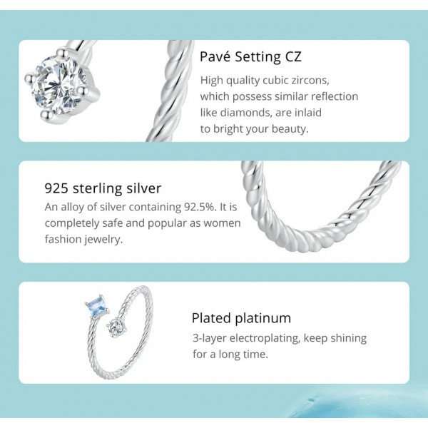 BAMOER δαχτυλίδι SCR923, κυβική ζιρκόνια, ανοιγόμενο, ασήμι 925, ασημί BAMOER δαχτυλίδι SCR923, κυβική ζιρκόνια, ανοιγόμενο, ασήμι 925, ασημί