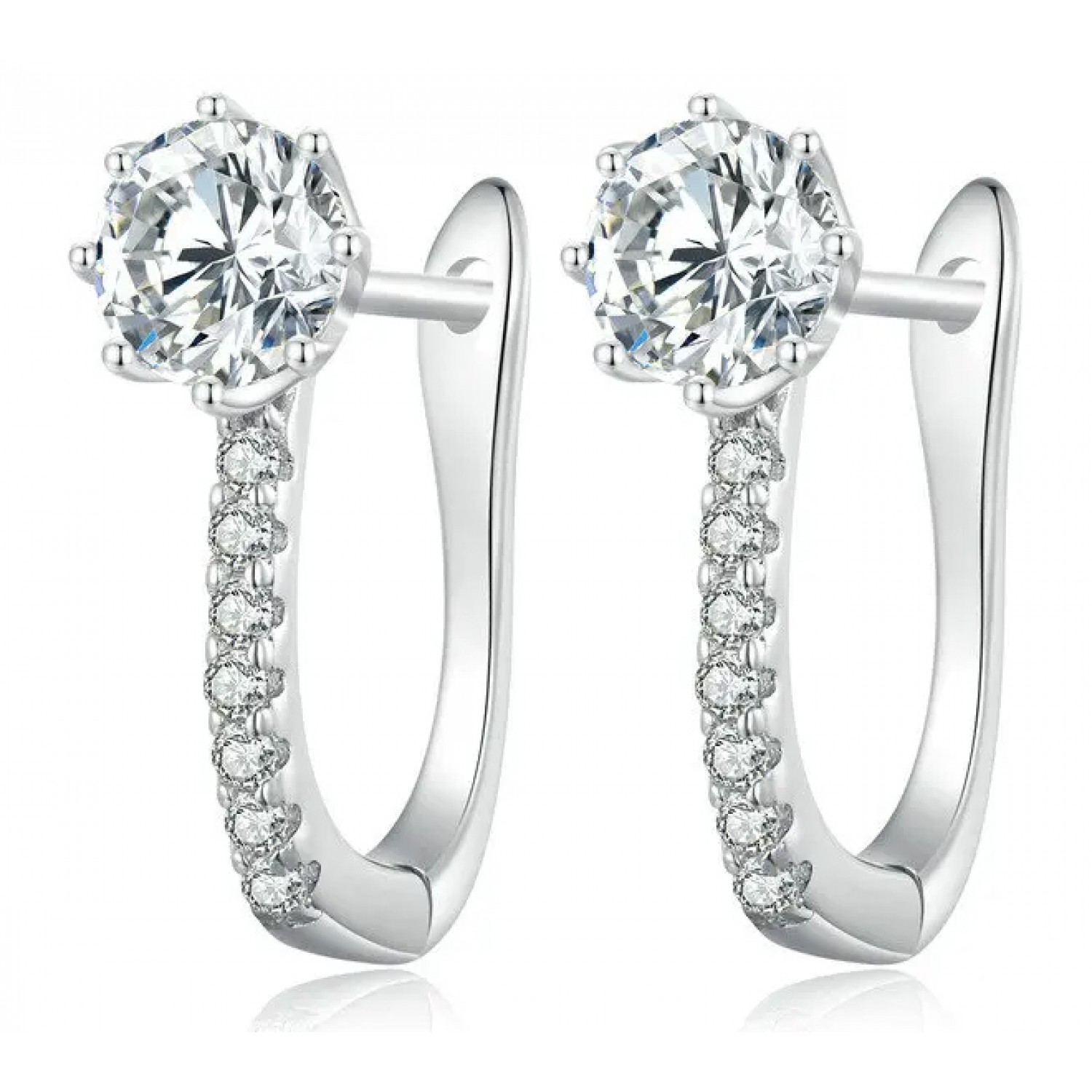 BAMOER σκουλαρίκια κρίκος BSE856 με κυβική ζιρκόνια, ασήμι 925, ασημί BAMOER σκουλαρίκια κρίκος BSE856 με κυβική ζιρκόνια, ασήμι 925, ασημί