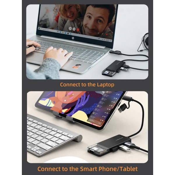 CABLETIME USB hub CT-HUBT3-PB, 4x θυρών, 5Gbps, USB/USB-C σύνδεση, μαύρο CABLETIME USB hub CT-HUBT3-PB, 4x θυρών, 5Gbps, USB/USB-C σύνδεση, μαύρο