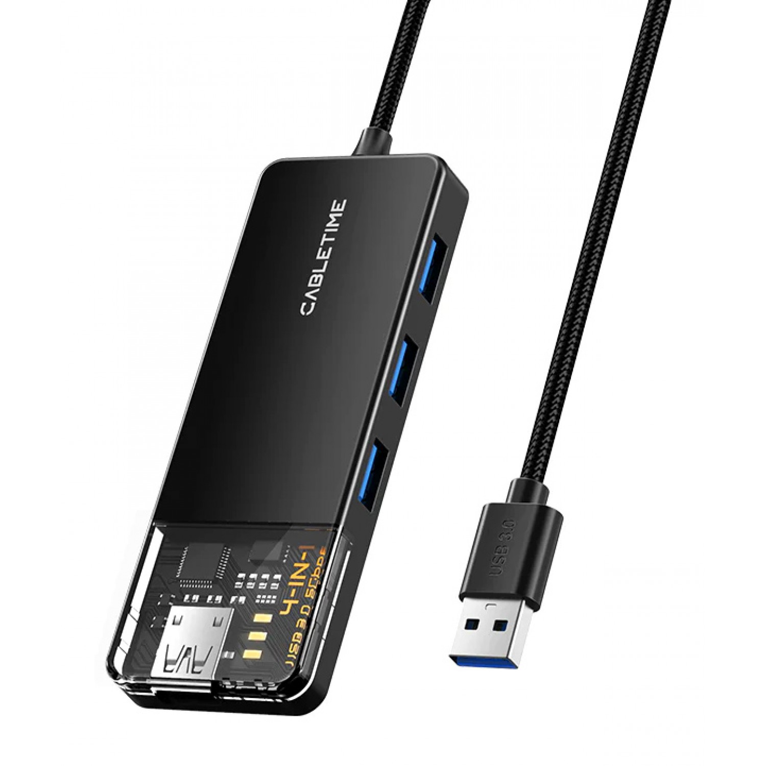 CABLETIME USB hub CT-HUBT2-PB, 4x θυρών, 5Gbps, USB σύνδεση, 1m, μαύρο CABLETIME USB hub CT-HUBT2-PB, 4x θυρών, 5Gbps, USB σύνδεση, 1m, μαύρο