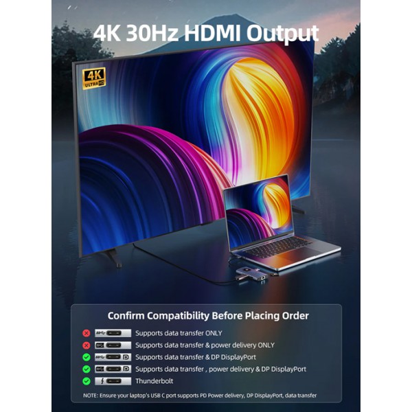 CABLETIME docking station CT-HUBL3-AG, 8 θυρών, USB-C, 4K, 100W, γκρι CABLETIME docking station CT-HUBL3-AG, 8 θυρών, USB-C, 4K, 100W, γκρι