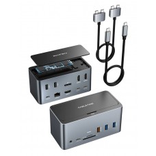 CABLETIME docking station DOCK162-AG2 15 θύρες & θήκη M.2, 4K 100W, γκρι