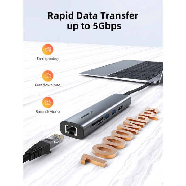 CABLETIME docking station CT-HUBP7-AG, 7 θυρών, USB-C, 100W, 4K, μαύρο CABLETIME docking station CT-HUBP7-AG, 7 θυρών, USB-C, 100W, 4K, μαύρο