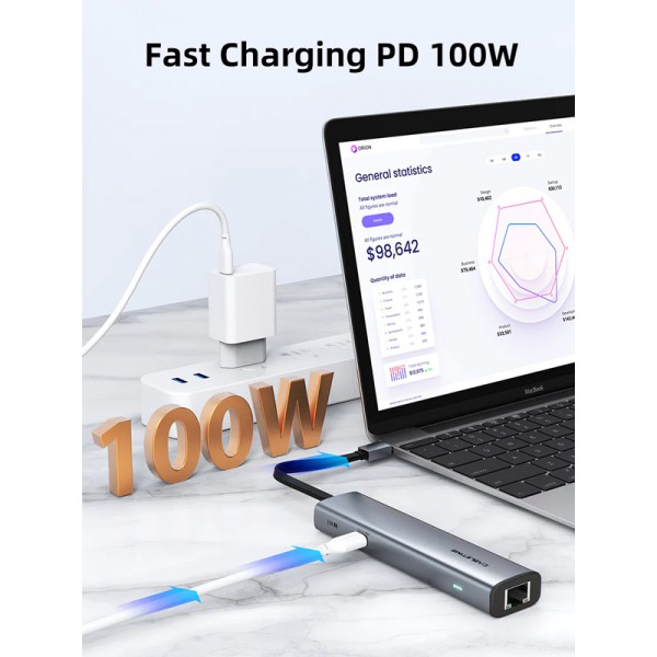 CABLETIME docking station CT-HUBP7-AG, 7 θυρών, USB-C, 100W, 4K, μαύρο CABLETIME docking station CT-HUBP7-AG, 7 θυρών, USB-C, 100W, 4K, μαύρο