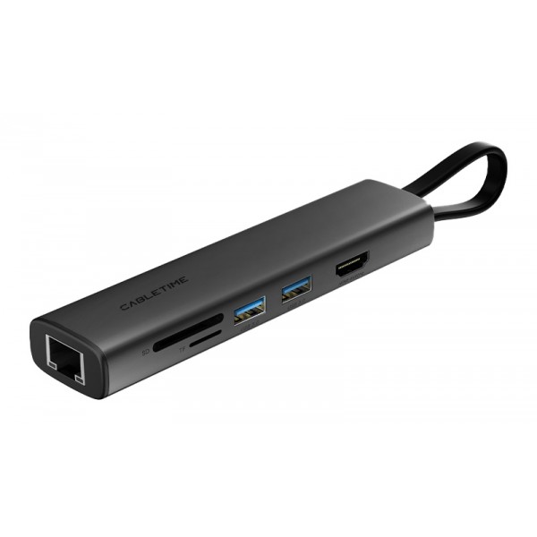 CABLETIME docking station CT-HUBP7-AG, 7 θυρών, USB-C, 100W, 4K, μαύρο CABLETIME docking station CT-HUBP7-AG, 7 θυρών, USB-C, 100W, 4K, μαύρο