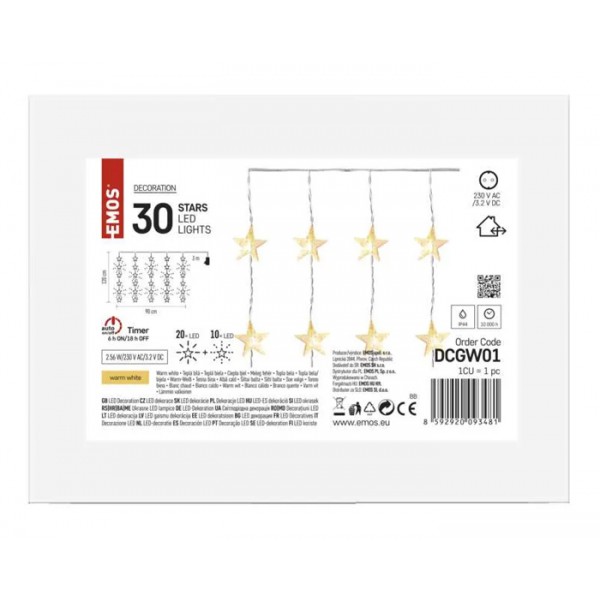 EMOS διακοσμητικά LED λαμπάκια κουρτίνα DCGW01, 2.56W, 120x90cm, IP44
