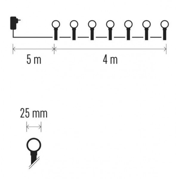 EMOS διακοσμητικά LED λαμπάκια D5AM01, 3.6W, 4m, πολύχρωμα, IP44