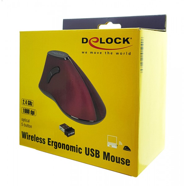DELOCK εργονομικό vertical mouse 12528, Οπτικό, ασύρματο, 5 buttons DELOCK εργονομικό vertical mouse 12528, Οπτικό, ασύρματο, 5 buttons