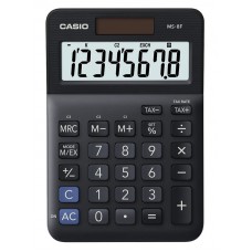 CASIO αριθμομηχανή MS-8F, ηλιακό & μπαταρία, 8 ψηφία, μαύρη