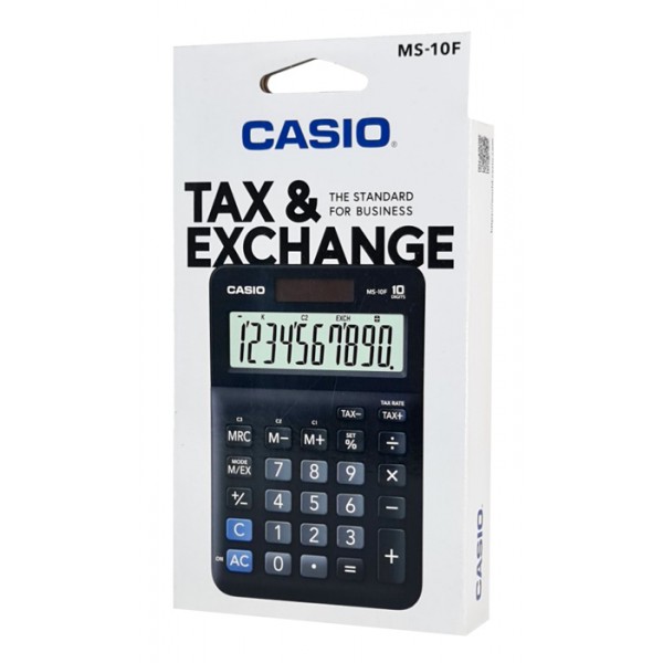 CASIO αριθμομηχανή MS-10F, ηλιακό & μπαταρία, 10 ψηφία, μαύρη CASIO αριθμομηχανή MS-10F, ηλιακό & μπαταρία, 10 ψηφία, μαύρη