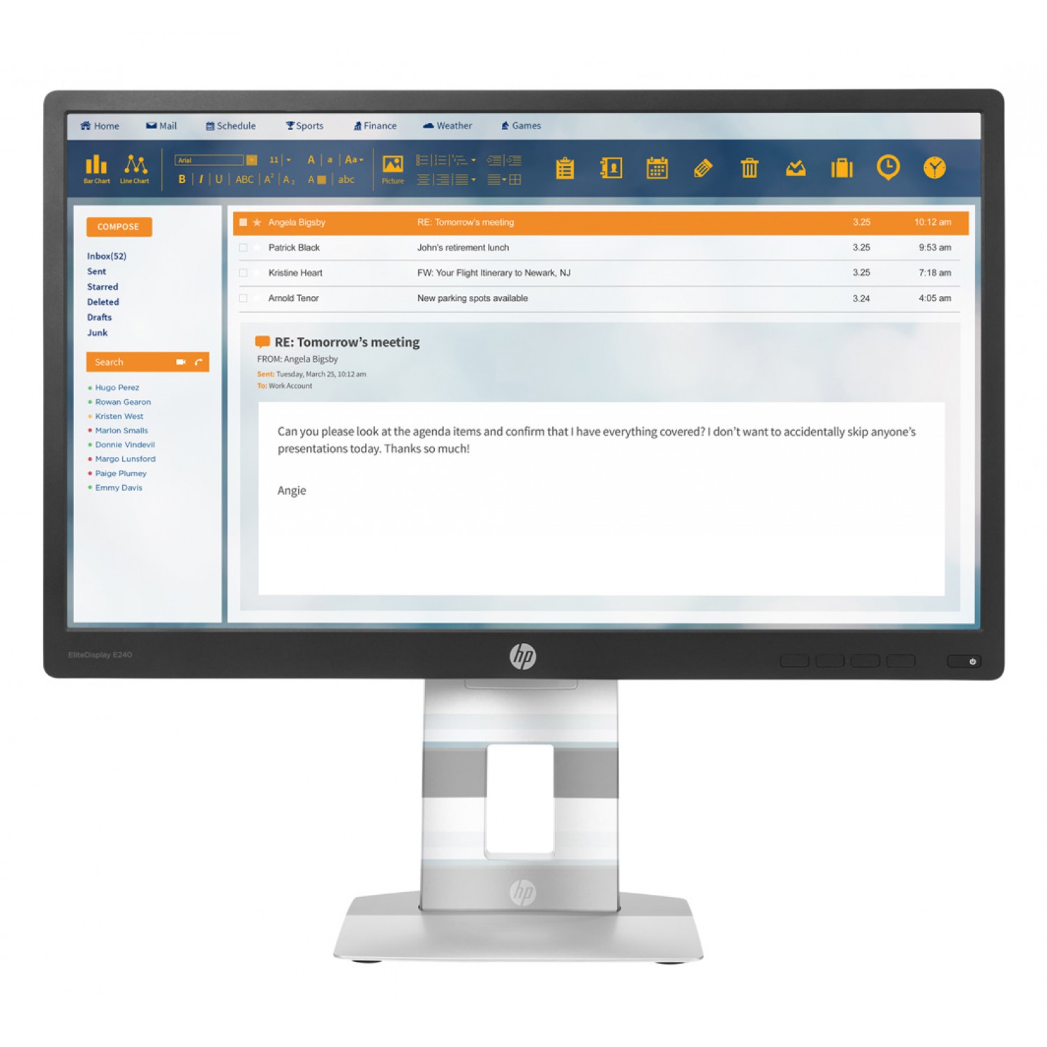 HP used Οθόνη E240 LED, 23.8" 1920x1080, VGA/HDMI/DisplayPort, GA