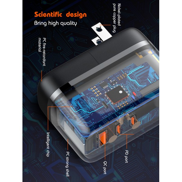 LDNIO φορτιστής τοίχου Q366 με καλώδιο, USB/2x USB-C, 65W, GaN, μαύρος LDNIO φορτιστής τοίχου Q366 με καλώδιο, USB/2x USB-C, 65W, GaN, μαύρος