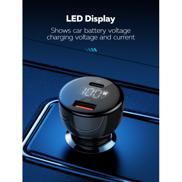 LDNIO φορτιστής αυτοκινήτου C101 με καλώδιο, USB/USB-C, 100W PD, μαύρος LDNIO φορτιστής αυτοκινήτου C101 με καλώδιο, USB/USB-C, 100W PD, μαύρος