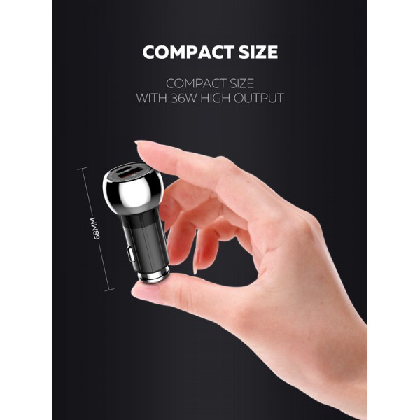 LDNIO φορτιστής αυτοκινήτου C1 με καλώδιο, USB & USB-C, 38W PD, μαύρος LDNIO φορτιστής αυτοκινήτου C1 με καλώδιο, USB & USB-C, 38W PD, μαύρος