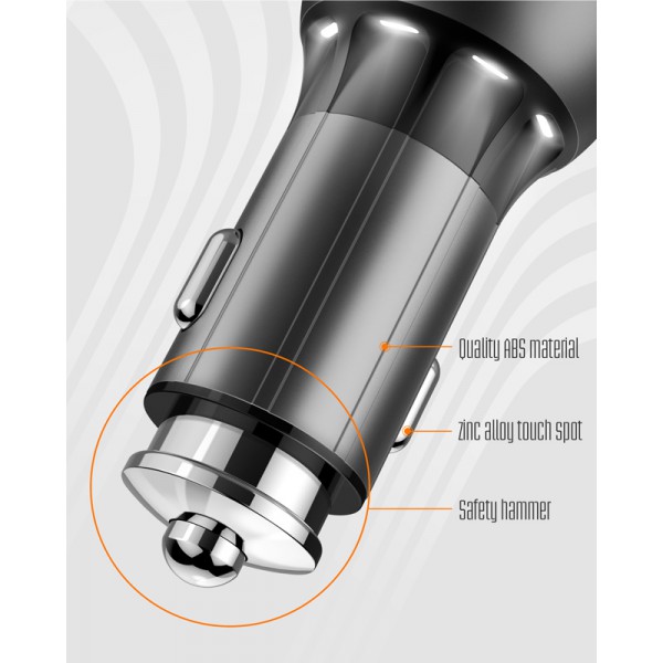 LDNIO φορτιστής αυτοκινήτου C503Q με καλώδιο, 2x USB, 36W, QC, γκρι LDNIO φορτιστής αυτοκινήτου C503Q με καλώδιο, 2x USB, 36W, QC, γκρι