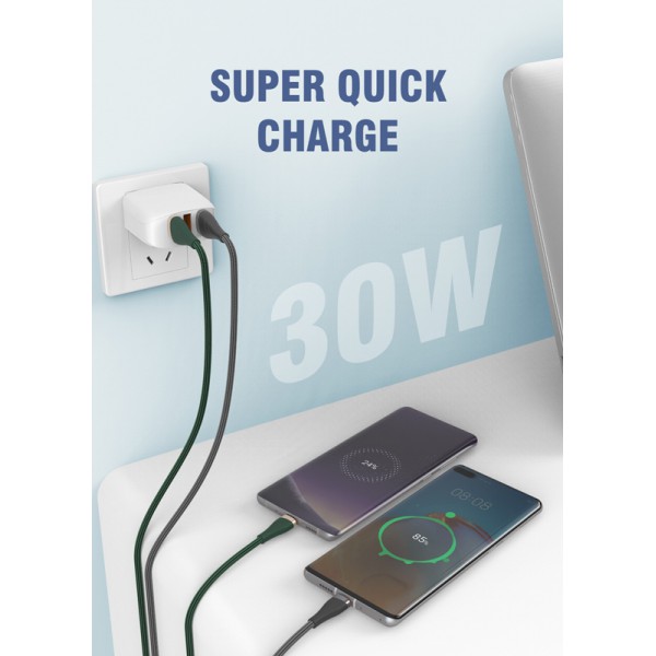 LDNIO καλώδιο USB-C σε USB LS691, 30W, 1m, γκρι LDNIO καλώδιο USB-C σε USB LS691, 30W, 1m, γκρι