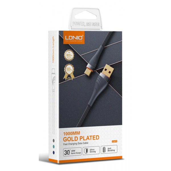 LDNIO καλώδιο USB-C σε USB LS691, 30W, 1m, γκρι LDNIO καλώδιο USB-C σε USB LS691, 30W, 1m, γκρι