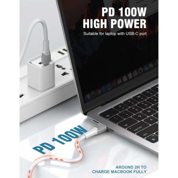 LDNIO καλώδιο USB-C σε USB-C LC601C, 100W PD, 1m, γκρι LDNIO καλώδιο USB-C σε USB-C LC601C, 100W PD, 1m, γκρι