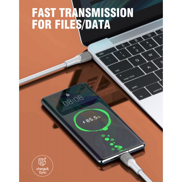 LDNIO καλώδιο USB-C σε USB-C LC601C, 100W PD, 1m, γκρι LDNIO καλώδιο USB-C σε USB-C LC601C, 100W PD, 1m, γκρι