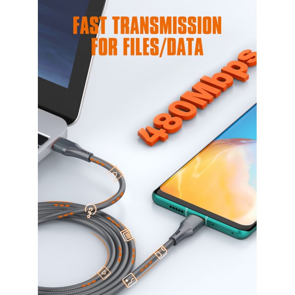 LDNIO καλώδιο USB-C σε USB-C LC631C, 65W PD, 1m, γκρι LDNIO καλώδιο USB-C σε USB-C LC631C, 65W PD, 1m, γκρι