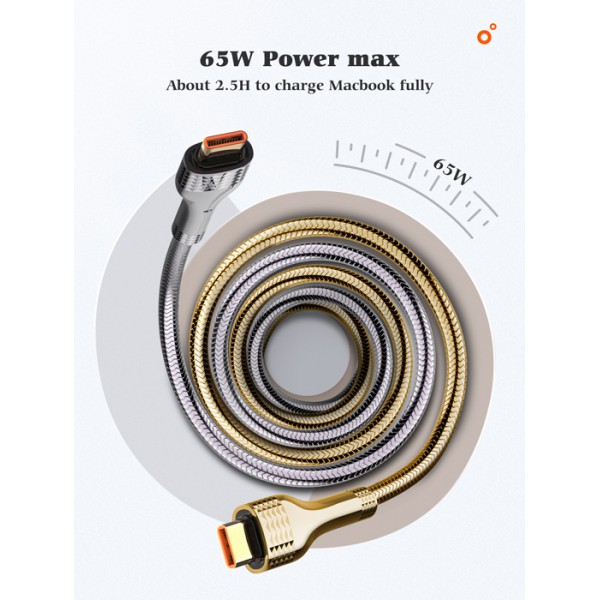 LDNIO καλώδιο USB-C σε USB-C LC651C, 65W, 1m, γκρι LDNIO καλώδιο USB-C σε USB-C LC651C, 65W, 1m, γκρι