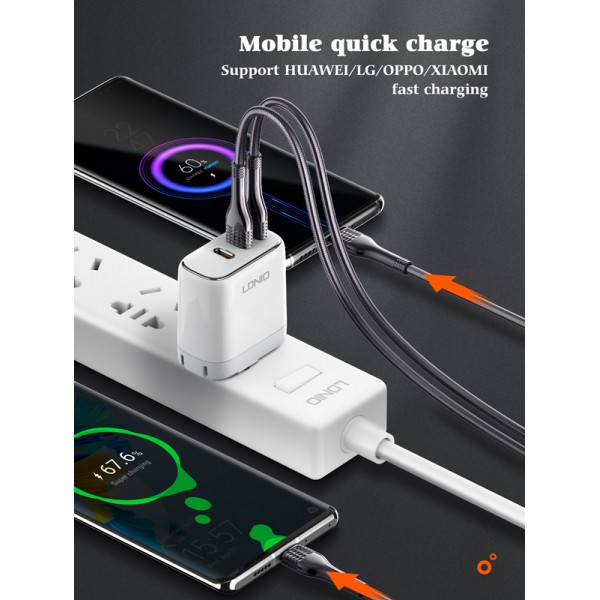 LDNIO καλώδιο USB-C σε USB-C LC651C, 65W, 1m, γκρι LDNIO καλώδιο USB-C σε USB-C LC651C, 65W, 1m, γκρι