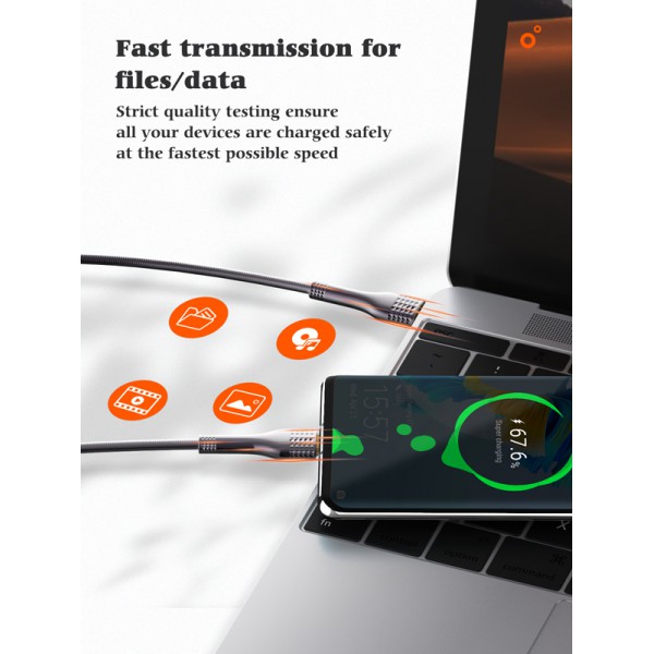 LDNIO καλώδιο USB-C σε USB-C LC651C, 65W, 1m, γκρι LDNIO καλώδιο USB-C σε USB-C LC651C, 65W, 1m, γκρι