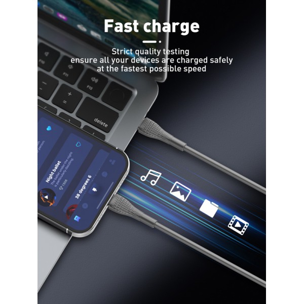 LDNIO καλώδιο Lightning σε USB-C LC671I, 30W PD, 1m, γκρι LDNIO καλώδιο Lightning σε USB-C LC671I, 30W PD, 1m, γκρι