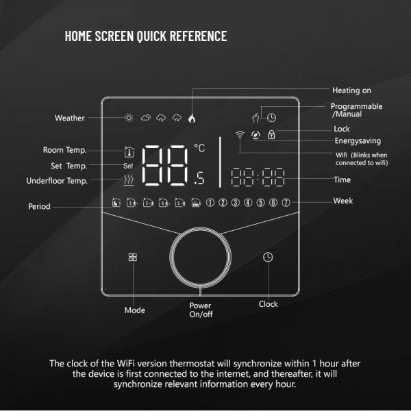 Smart θερμοστάτης χώρου BHT-009GCLW, αερίου, Wi-Fi, μαύρος