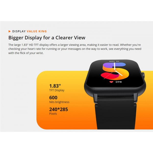 ZEBLAZE smartwatch Btalk Lite, heart rate, 1.83" TFT, IP68, μαύρο ZEBLAZE smartwatch Btalk Lite, heart rate, 1.83" TFT, IP68, μαύρο