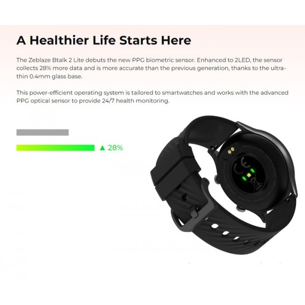 ZEBLAZE smartwatch Btalk 2 Lite, heart rate, 1.39" IPS, IP68, μαύρο ZEBLAZE smartwatch Btalk 2 Lite, heart rate, 1.39" IPS, IP68, μαύρο