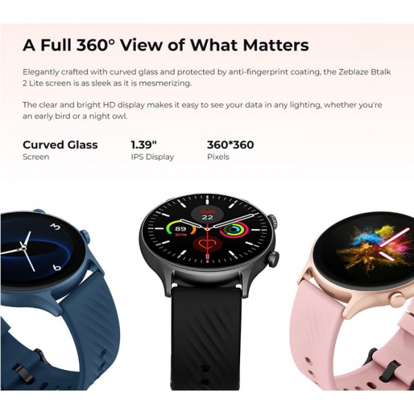 ZEBLAZE smartwatch Btalk 2 Lite, heart rate, 1.39" IPS, IP68, μαύρο ZEBLAZE smartwatch Btalk 2 Lite, heart rate, 1.39" IPS, IP68, μαύρο