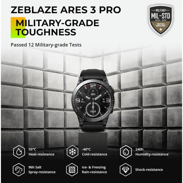 ZEBLAZE smartwatch Ares 3 Pro, heart rate, 1.43" AMOLED, IP68, μαύρο ZEBLAZE smartwatch Ares 3 Pro, heart rate, 1.43" AMOLED, IP68, μαύρο