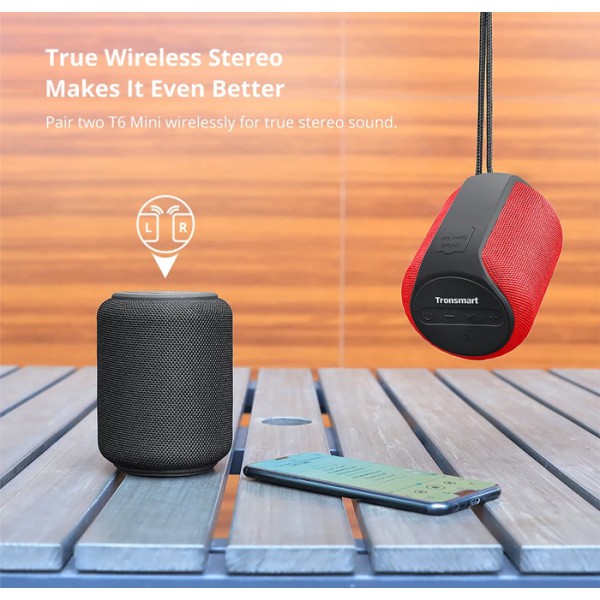 TRONSMART φορητό ηχείο Element T6 Mini, 15W, Bluetooth, 2500mAh, κόκκινο TRONSMART φορητό ηχείο Element T6 Mini, 15W, Bluetooth, 2500mAh, κόκκινο