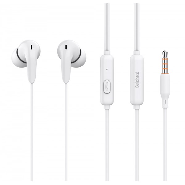 CELEBRAT earphones με μικρόφωνο G26, 3.5mm, 1.2m, λευκά