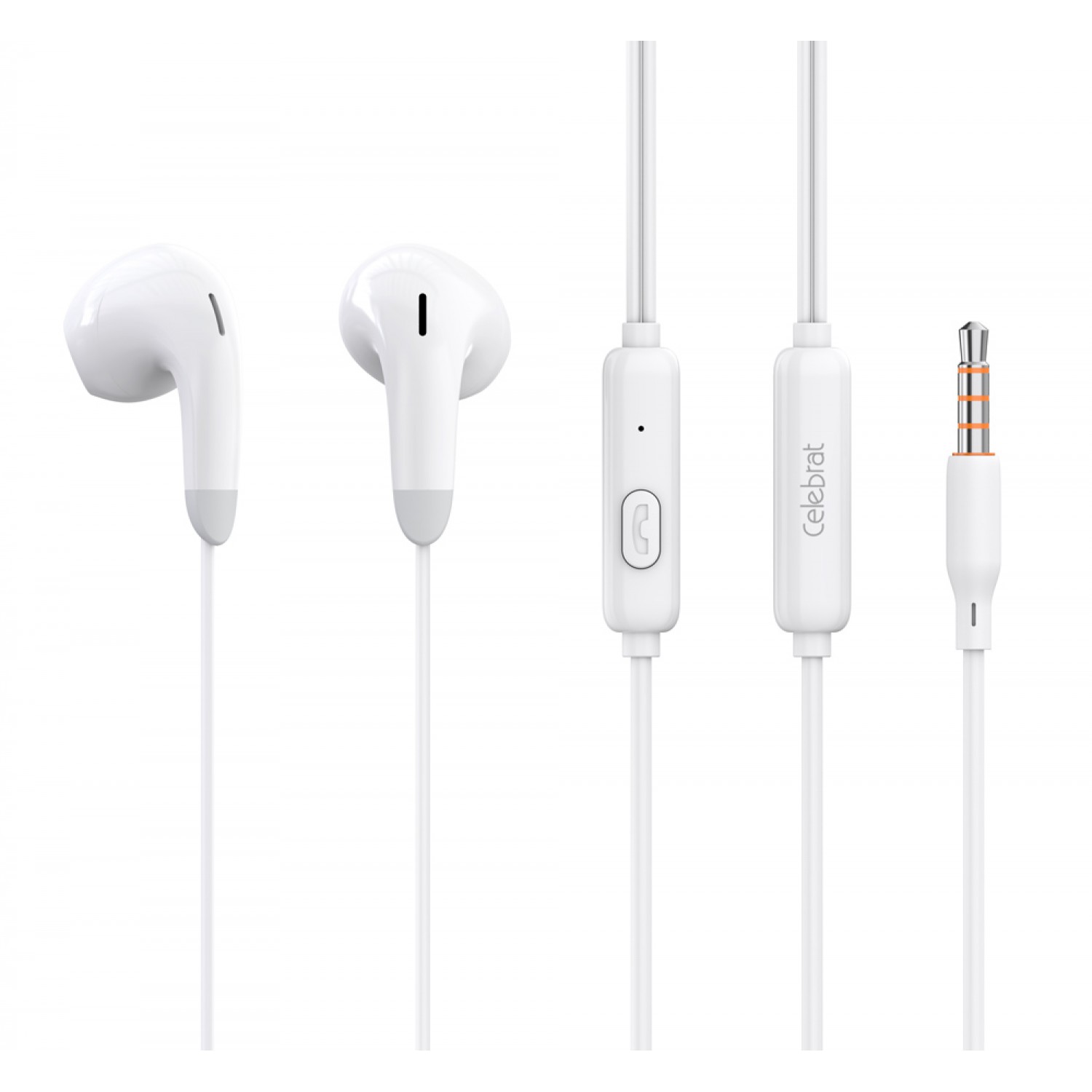 CELEBRAT earphones με μικρόφωνο G27, 3.5mm, 1.2m, λευκά CELEBRAT earphones με μικρόφωνο G27, 3.5mm, 1.2m, λευκά