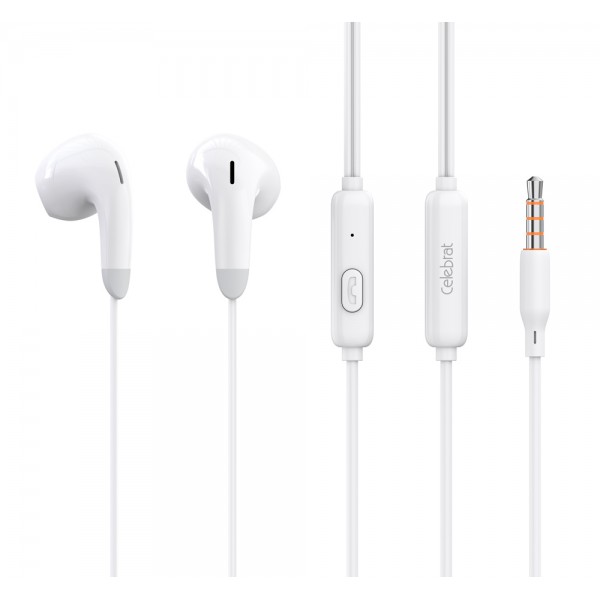 CELEBRAT earphones με μικρόφωνο G27, 3.5mm, 1.2m, λευκά CELEBRAT earphones με μικρόφωνο G27, 3.5mm, 1.2m, λευκά
